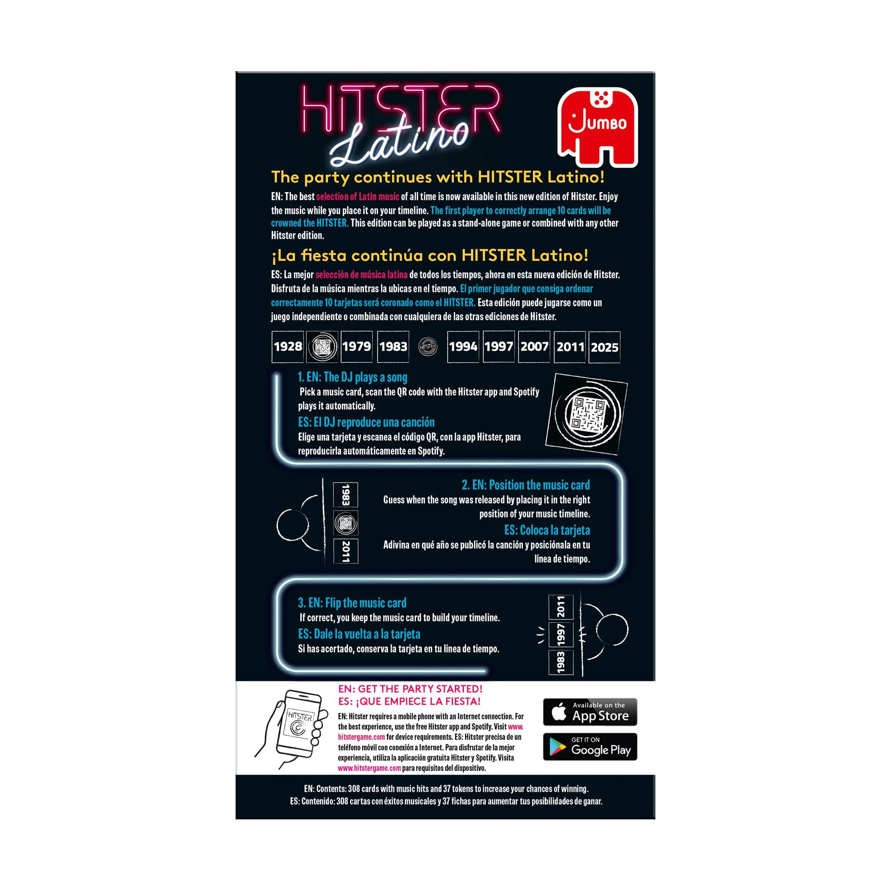 Jumbo Hitster - Latino, Fun Music Quiz Card Game, 2-10 Players - 300 Latin Music Hits - Great for Adult and Family Game Nights (US Edition) - Image 8