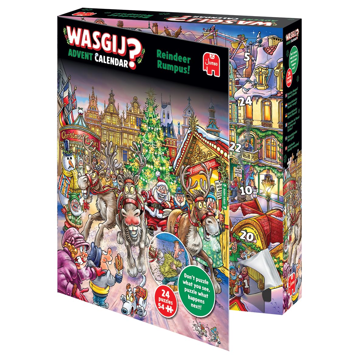 Wasgij Christmas Puzzle Advent Calendar 2025, Reindeer Frenzy - Daily Puzzle Set, 24 Day Puzzle, 54 Piece Puzzles for Adults, 100% Recycled Cardboard for Adults, Festive Countdown - Image 4